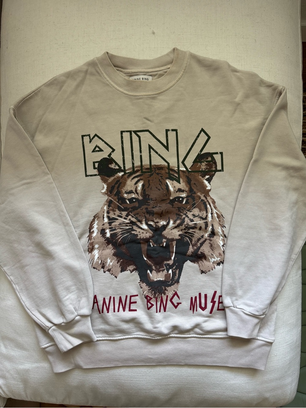 Anine Bing Women’s Tiger Graphic Sweatshirt - Beige
